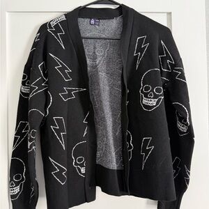 Black Skull and Lightning Sweater